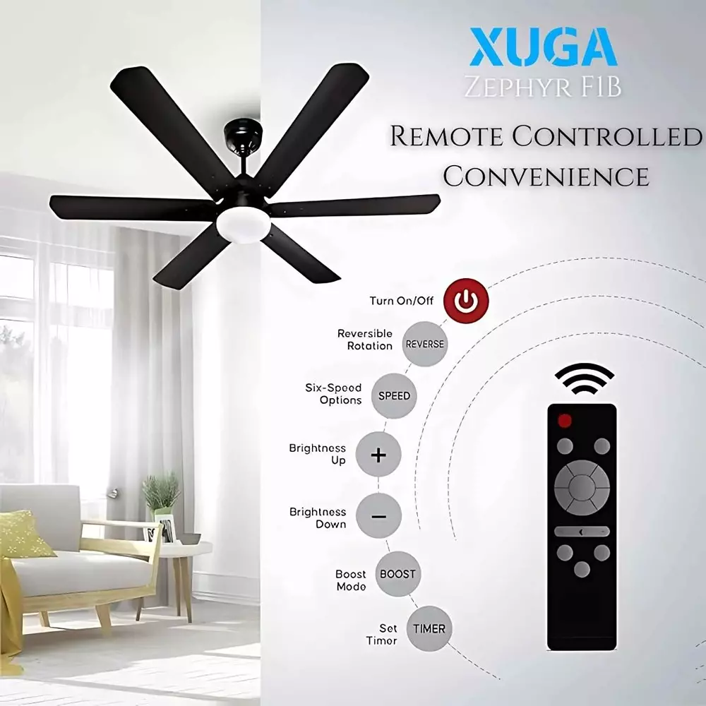 xuga-ceiling-fan-210-cmm-air-flow-bldc-motor-6-blades-320-rpm-1200-mm-sweep-size-5-star-rating-black-color-zephyr-f1b