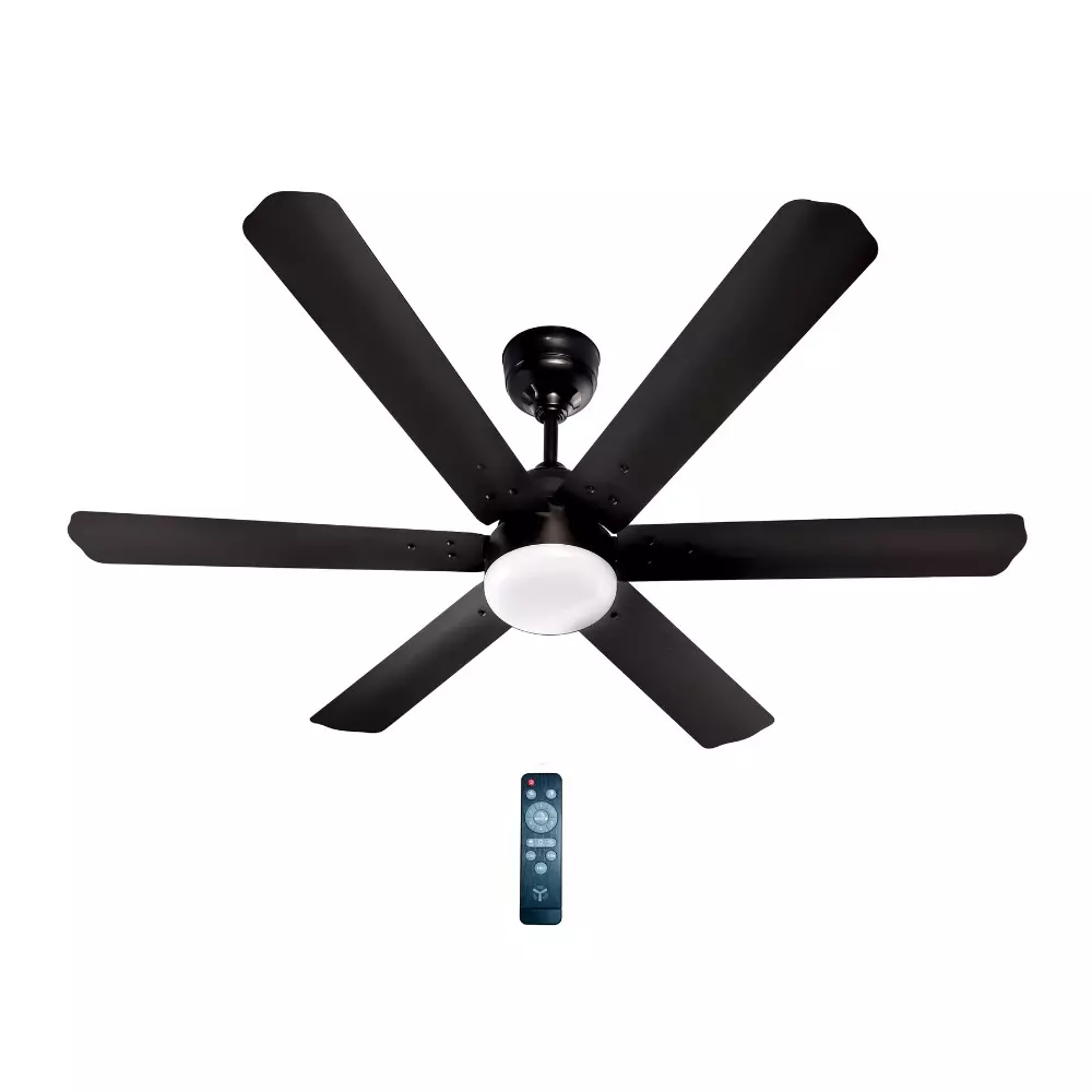 XUGA Ceiling Fan 210 CMM Air Flow BLDC Motor 6 Blades 320 RPM 1200 mm Sweep Size 5 Star Rating Black Color, Zephyr F1B