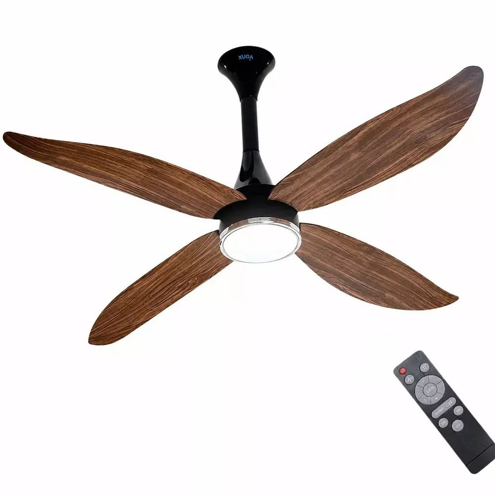XUGA Ceiling Fan 235 CMM Air Flow BLDC Motor 4 Blades 350 RPM 1200 mm Sweep Size Wooden Color, Avior F8P