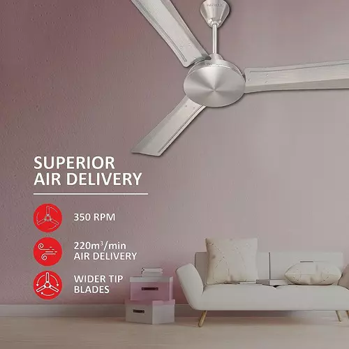 Havells EP Trendy ES Brushed Nicke 1200 mm Ceiling Fan, FHCTR1SBSN48