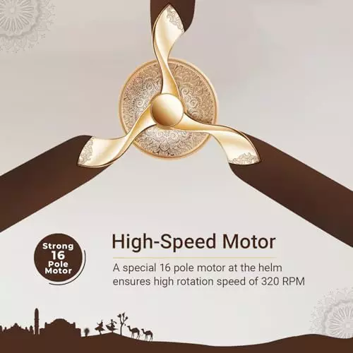 RR Signature JAIPUR MAHAL Ceiling Fan Tan Brown 1320 mm Sweep 320 RPM
