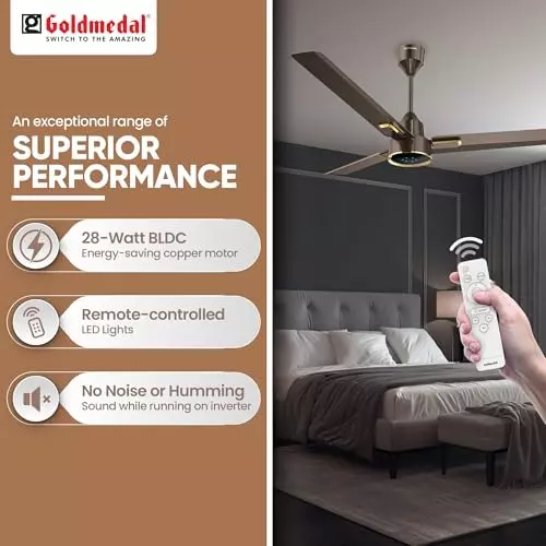Goldmedal Opus Prime Ceiling Fan with Remote Control Pearl Brown 1200 mm, SCFP301948GLPBR