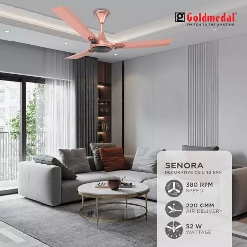 Goldmedal Senora Ceiling Fan Rose Gold 1200 mm, SCFP300948MQRGD