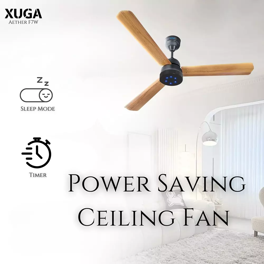 XUGA Aether F7W Premium Smart Ceiling Fan With Remote 380 RPM Speed 100% Copper Motor 28 W Wooden