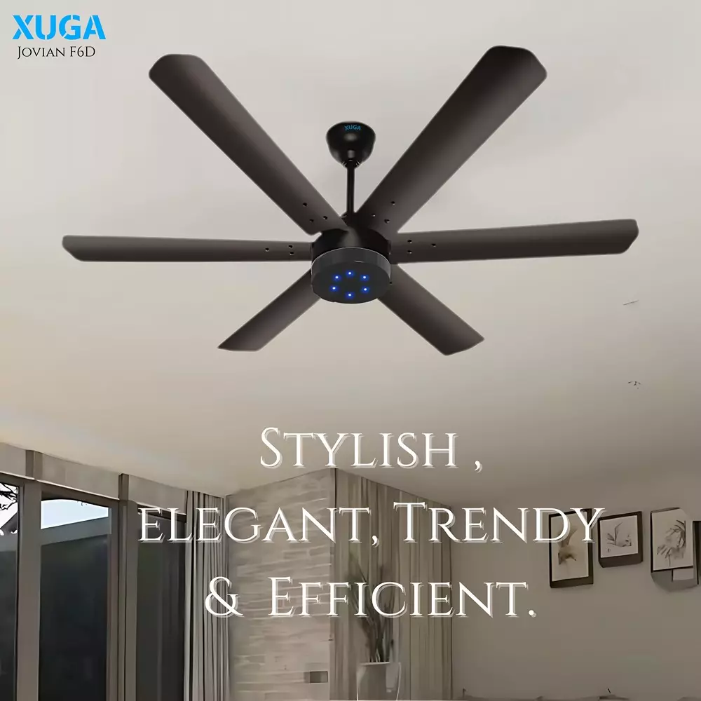 XUGA Jovian F6D Premium Smart Ceiling Fan With Remote 320 RPM Speed 100% Copper Motor 32 W Black