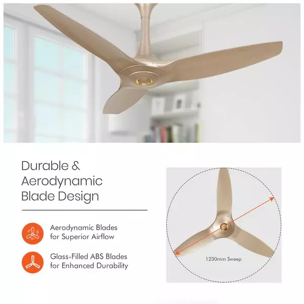 Orient BLDC Premium Aeroquiet Noiseless Ceiling Fan with Remote Mystic Gold 1200 mm 35 W 3 Blades 310 RPM