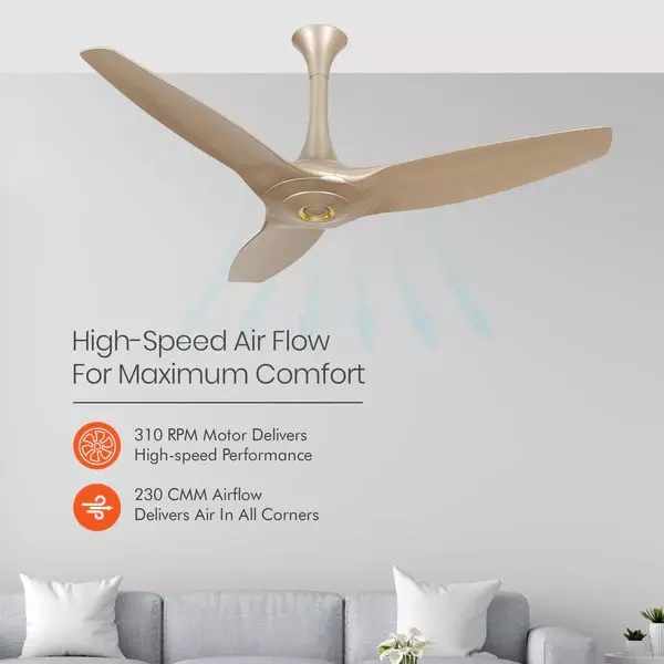 Orient BLDC Premium Aeroquiet Noiseless Ceiling Fan with Remote Mystic Gold 1200 mm 35 W 3 Blades 310 RPM