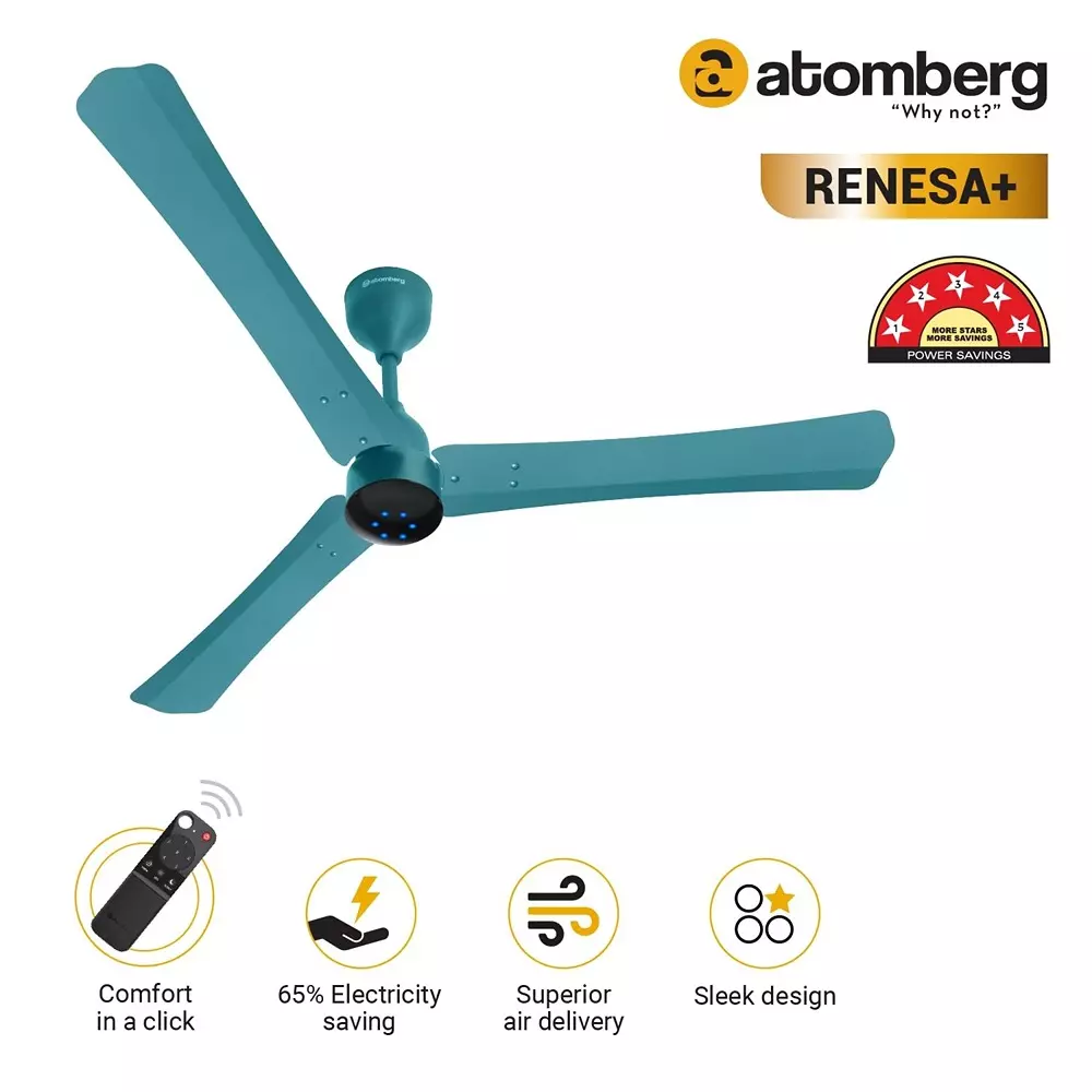 Atomberg Renesa+ Aegean Blue 1200 mm Ceiling Fan with Remote