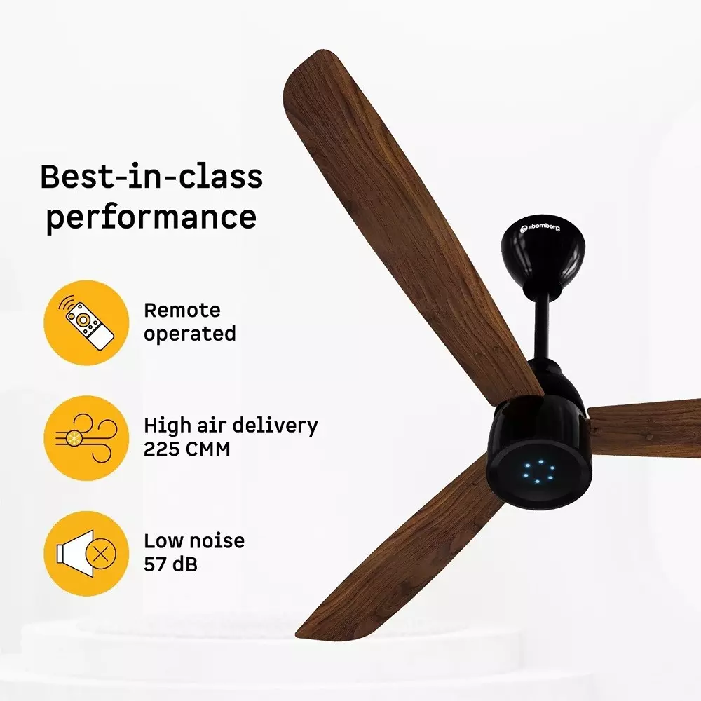 Atomberg Renesa Prime Dark Walnut 1200 mm Ceiling Fan With Remote Control