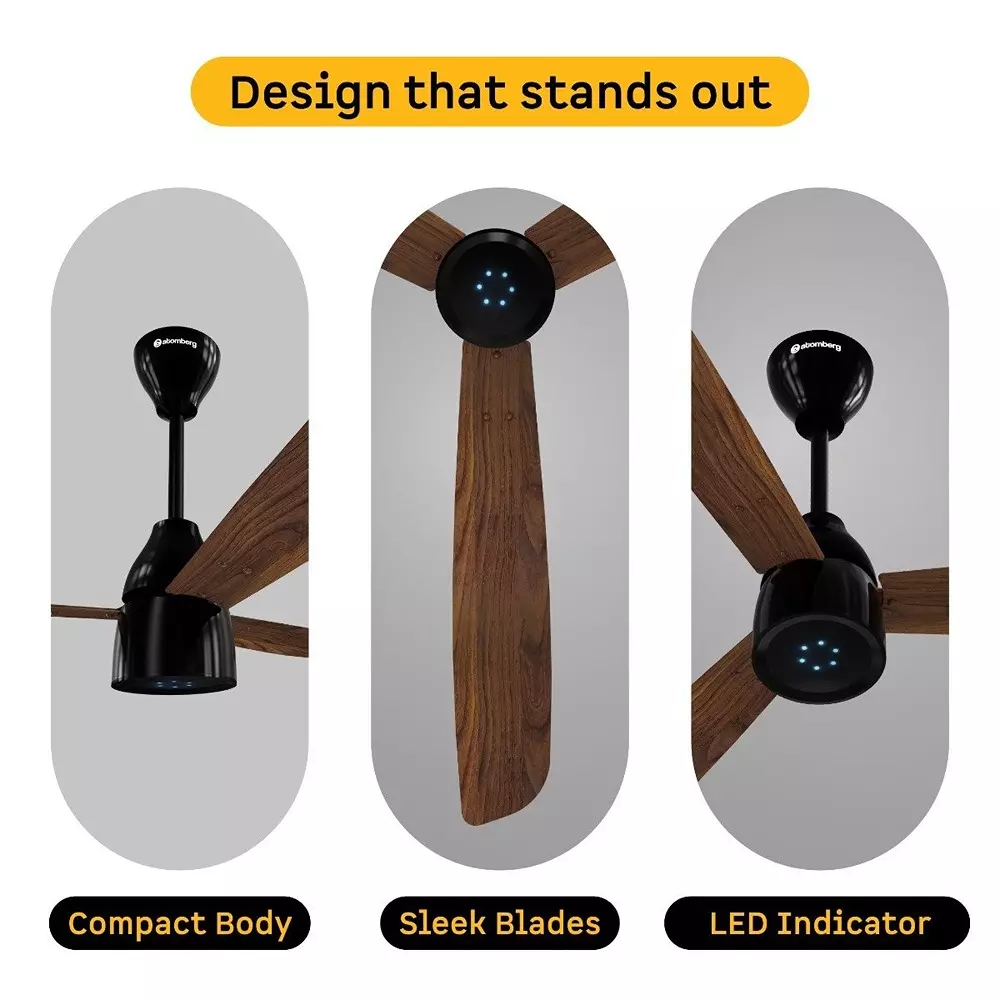 Atomberg Renesa Prime Dark Walnut 1200 mm Ceiling Fan With Remote Control