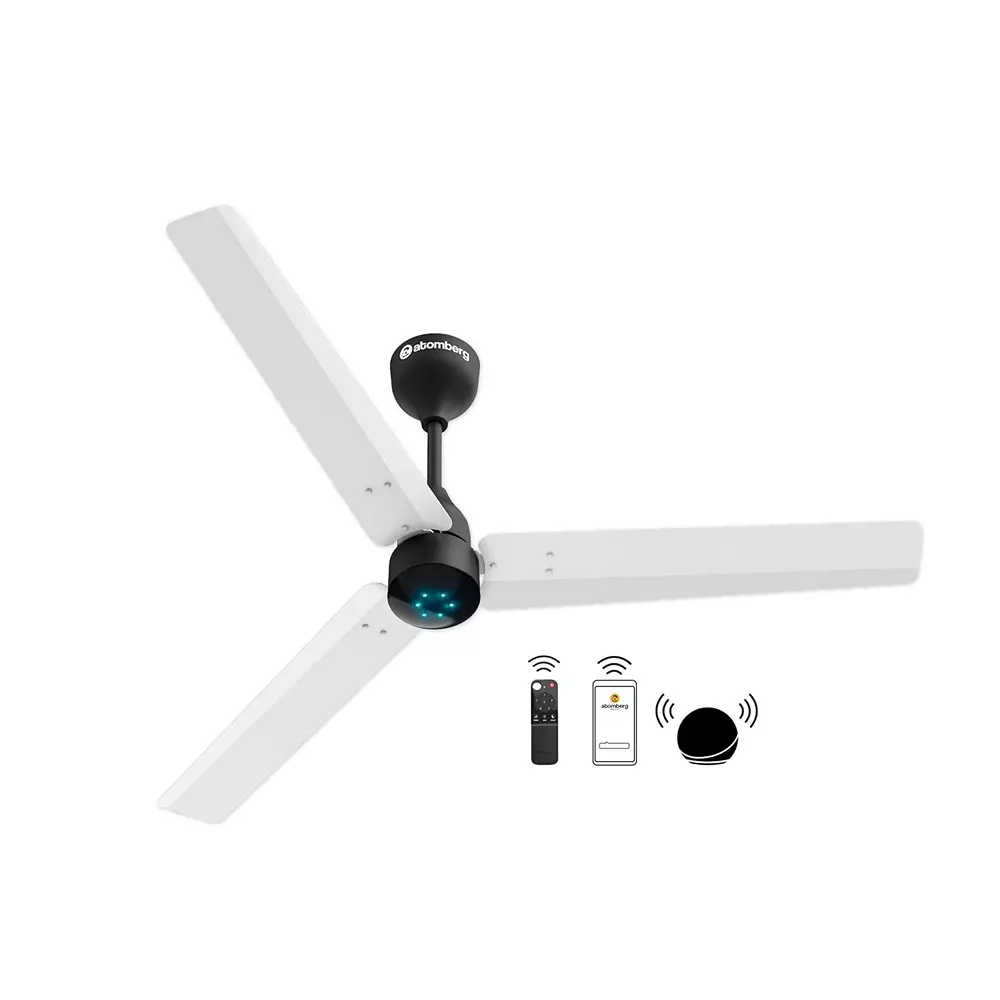 Atomberg Renesa Smart Gloss White & Black 1200 mm Ceiling Fan With Remote