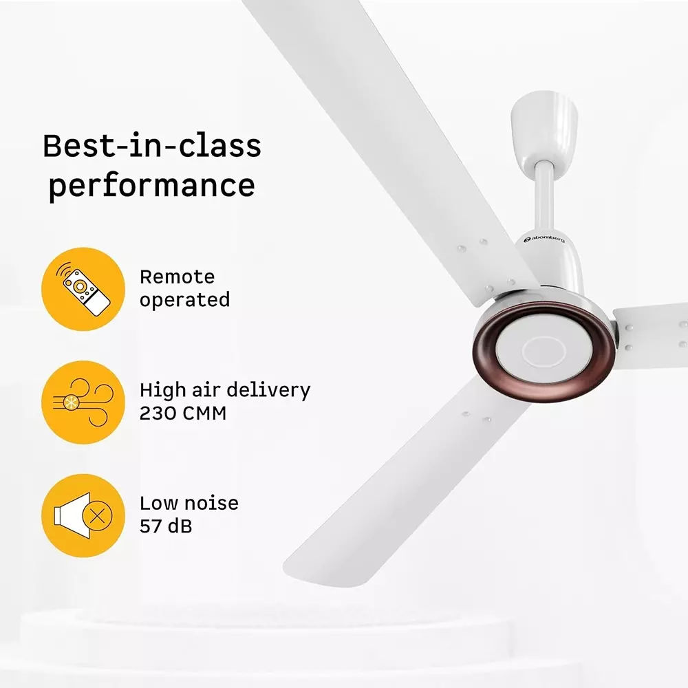 Atomberg Studio Nexus Non-Smart Gloss White 1200 mm Ceiling Fan With Remote