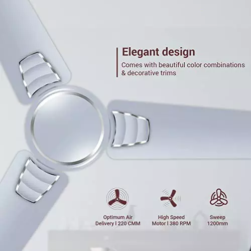 RR Signature WAVIA BLDC Ceiling Fan Silky Silver 1200 mm Sweep 370 RPM