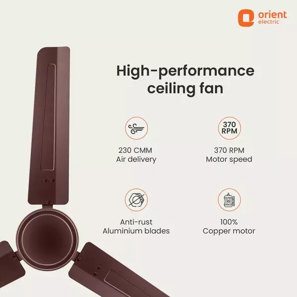 Orient Basic Falcon 400 Ceiling Fan Brown 1200 mm 53 W 3 Blades 370 RPM