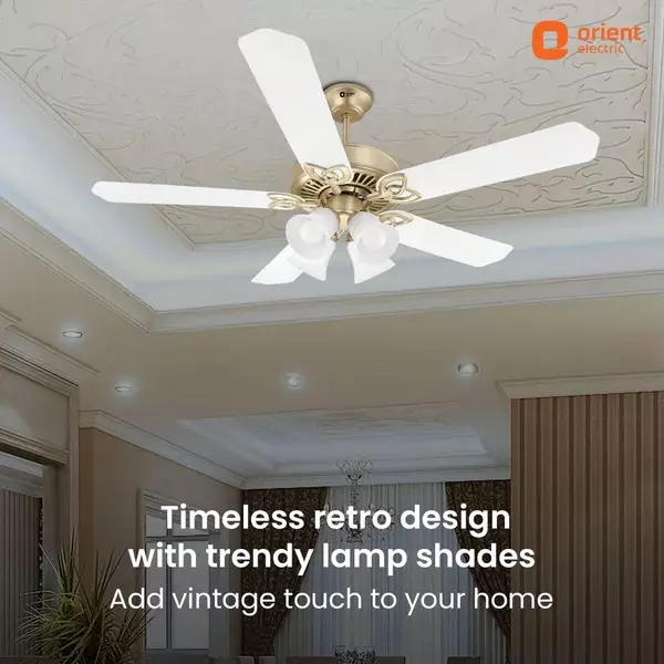 Orient Premium Subaris Underlight Ceiling Fan with Remote Antique Gold White 1300 mm ‎80 W 5 Blades ‎250 RPM