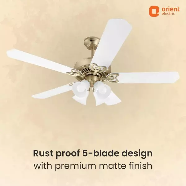 Orient Premium Subaris Underlight Ceiling Fan with Remote Antique Gold White 1300 mm ‎80 W 5 Blades ‎250 RPM