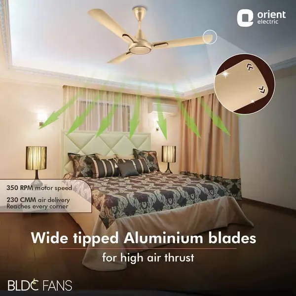 Orient BLDC Deco Hector Ceiling Fan with Remote Royal Manioca 1200 mm 32 W 3 Blades 350 RPM