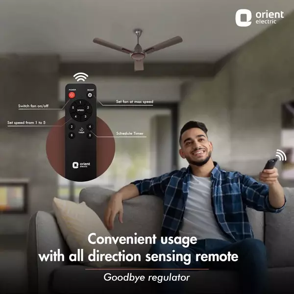 Orient BLDC Deco Hector Ceiling Fan with Remote Metallic Bronze Copper 1200 mm 32 W 3 Blades 350 RPM