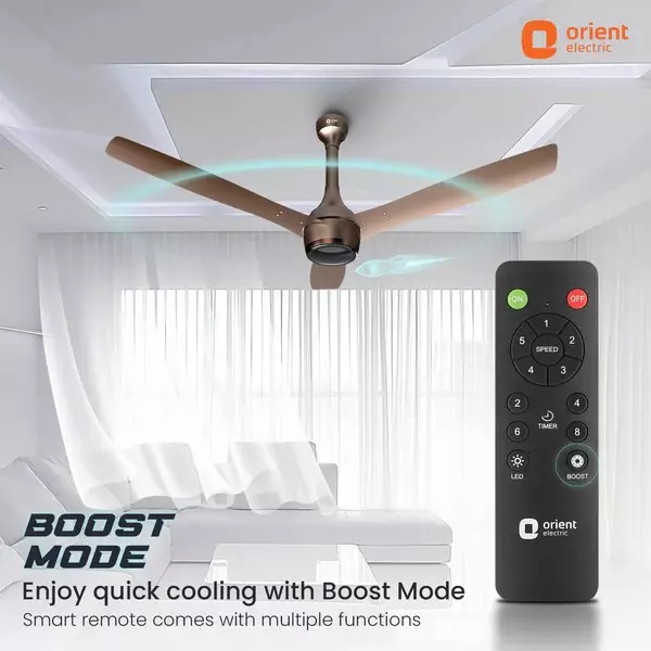 Orient BLDC Premium Aeon Antidust Ceiling Fan with Remote Tangerine Brown 1200 mm 32 W 3 Blades 350 RPM