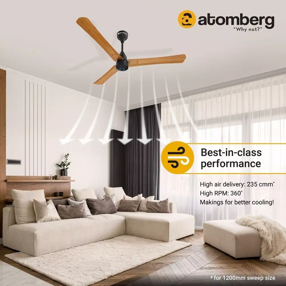 Atomberg Renesa+ Golden Oakwood 600 mm Ceiling Fan with Remote