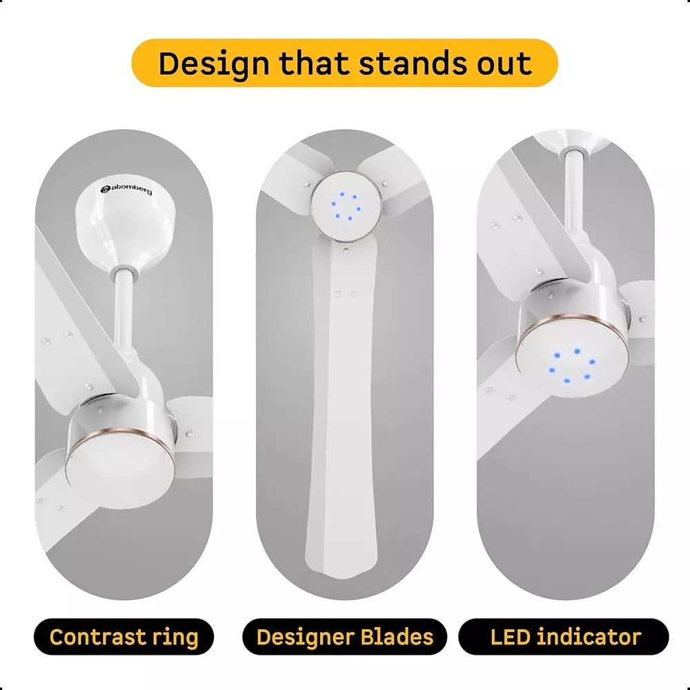 Atomberg Renesa Halo (All Smart) Gloss White Gold Ring 1200 mm Ceiling Fan With Remote Control