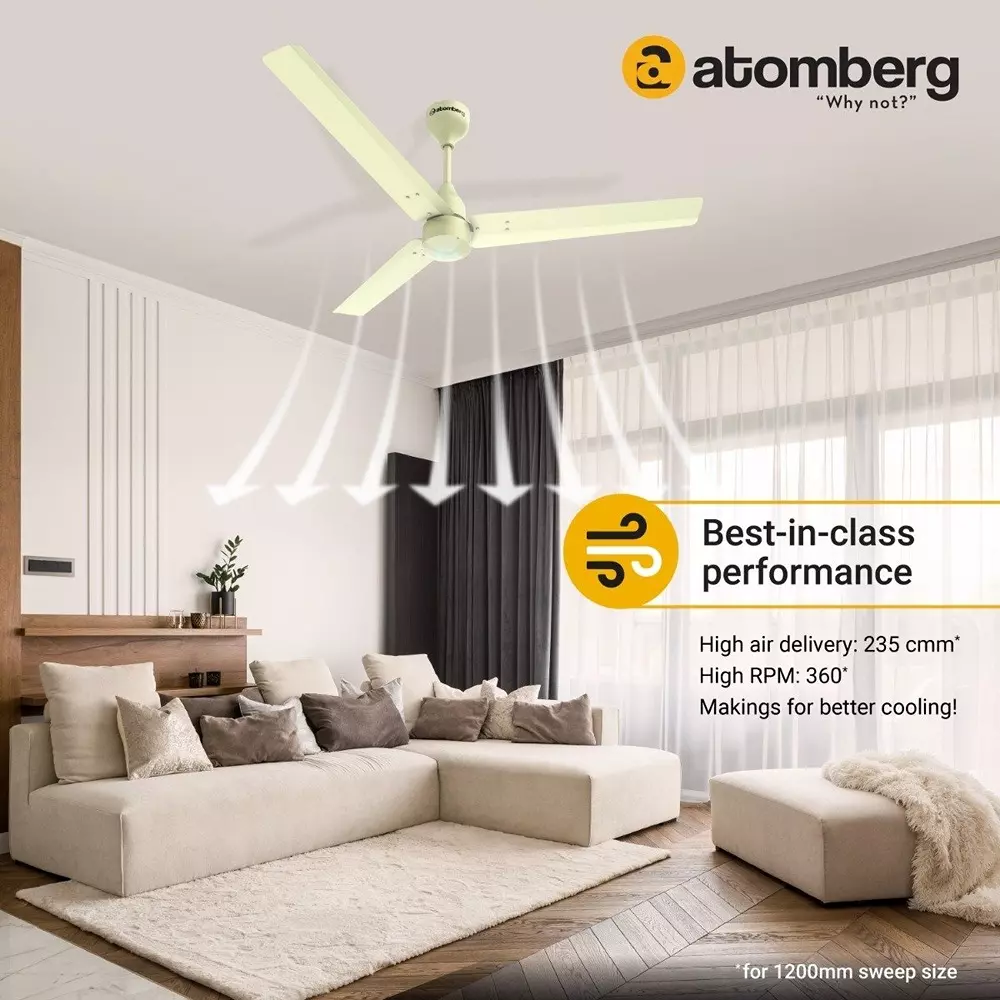 Atomberg Renesa Gloss Ivory 1200 mm BLDC Motor Ceiling Fan With Remote