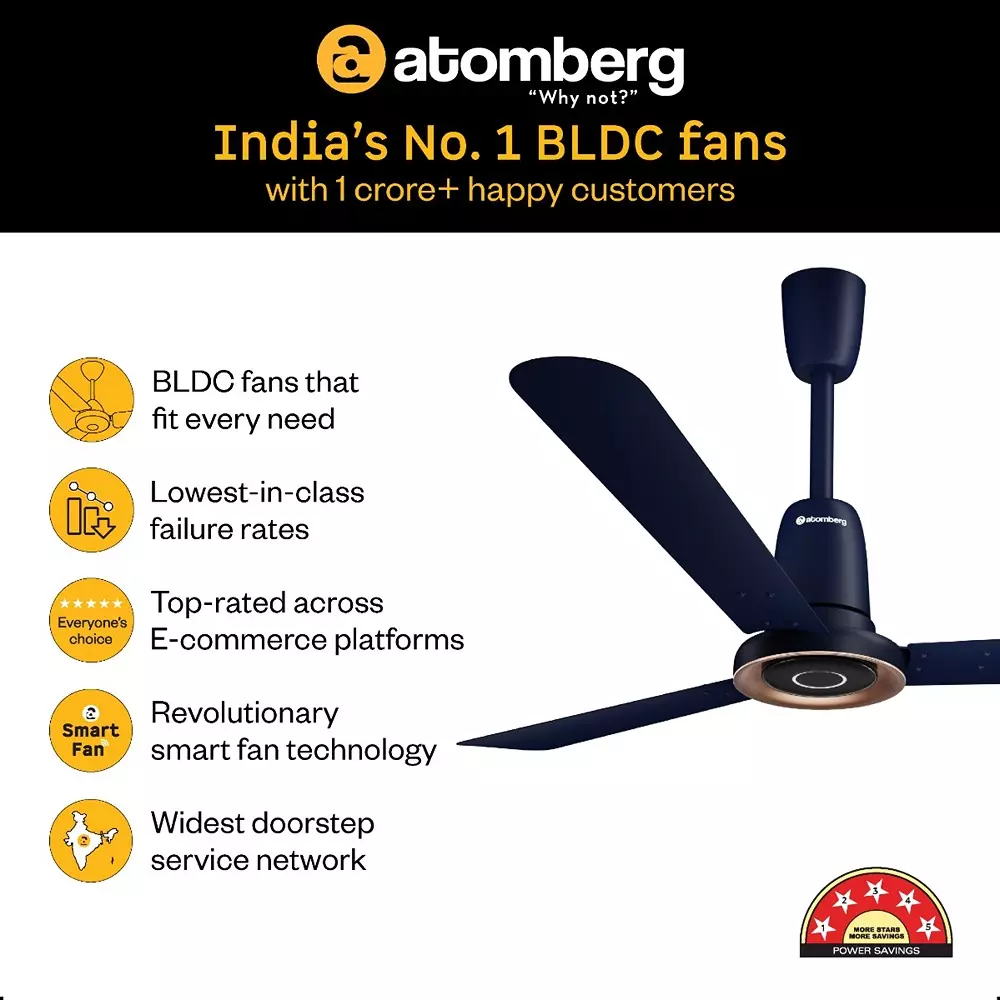 Atomberg Studio Nexus Smart Ritz Blue 900 mm Ceiling Fan With Remote