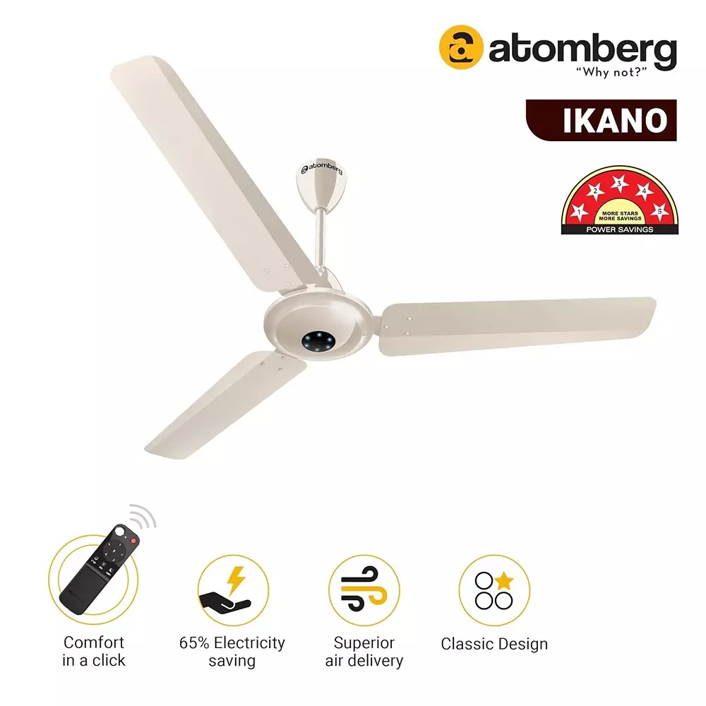 Atomberg Ikano Seasand Ivory 900 mm Ceiling Fan With Remote
