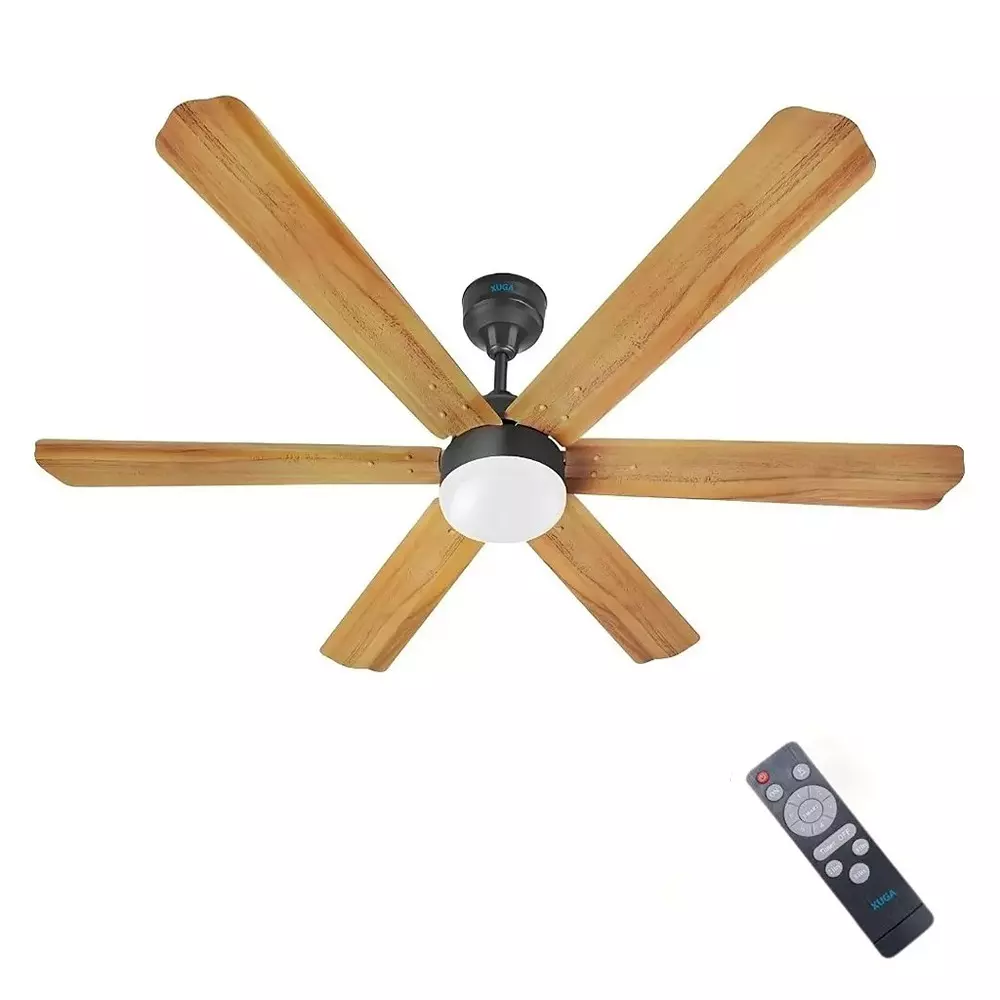 XUGA Ceiling Fan 210 CMM Air Flow BLDC Motor 6 Blades 320 RPM 1200 mm Sweep Size 5 Star Rating Wooden Color, Zephyr F1W