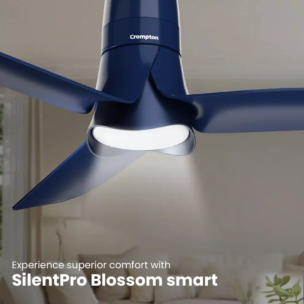 Crompton SilentPro Blossom Smart Denim Blue 1200 mm Ceiling Fan, CFSPBSM48DBLAD5SSM