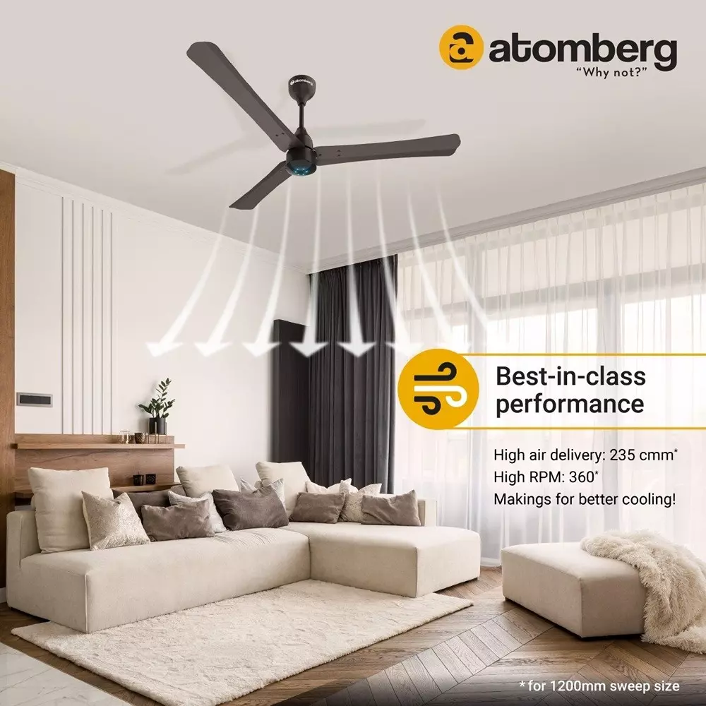 Atomberg Renesa+ Earth Brown 1200 mm BLDC Motor Ceiling Fan with Remote
