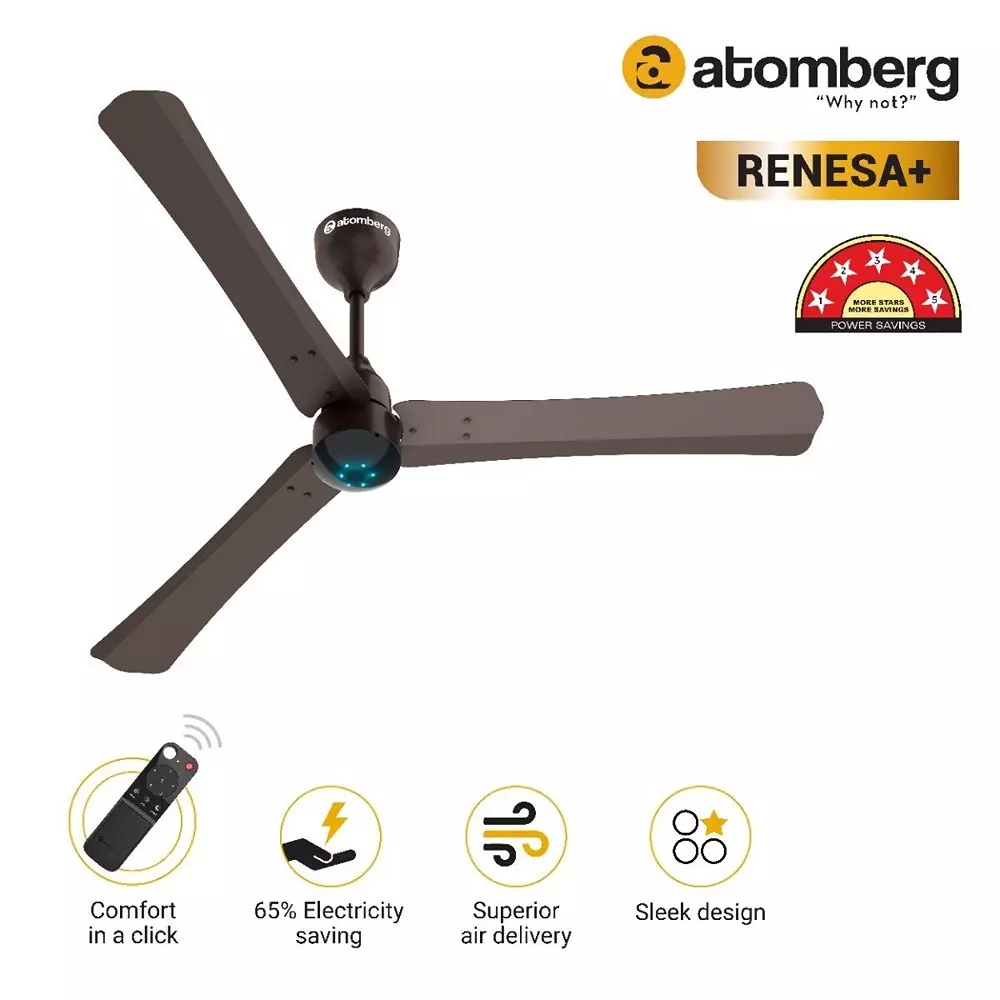 Atomberg Renesa+ Earth Brown 900 mm Ceiling Fan with Remote