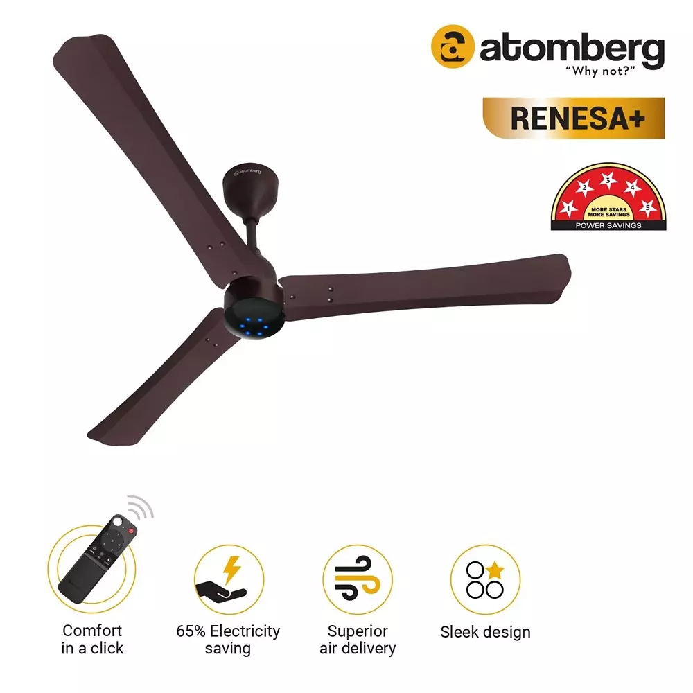 Atomberg Renesa+ Umber Brown 1200 mm BLDC Motor Ceiling Fan with Remote
