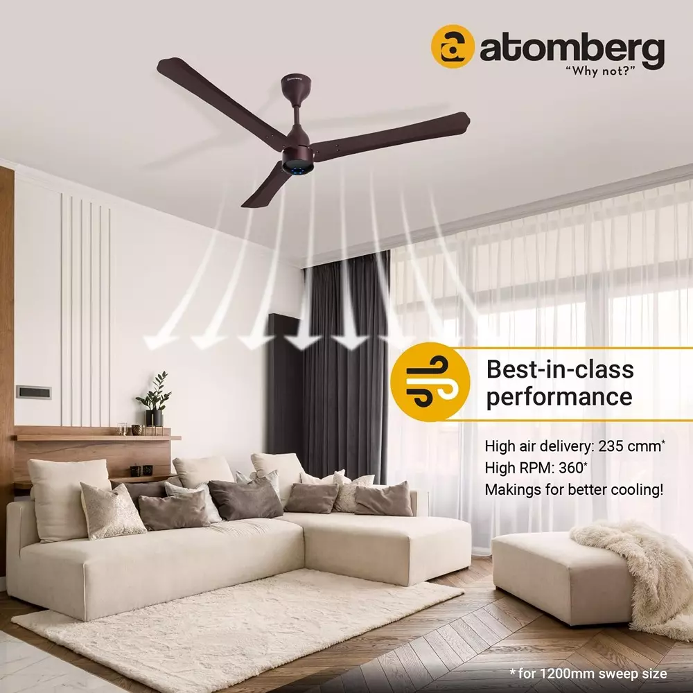 Atomberg Renesa+ Umber Brown 1200 mm BLDC Motor Ceiling Fan with Remote