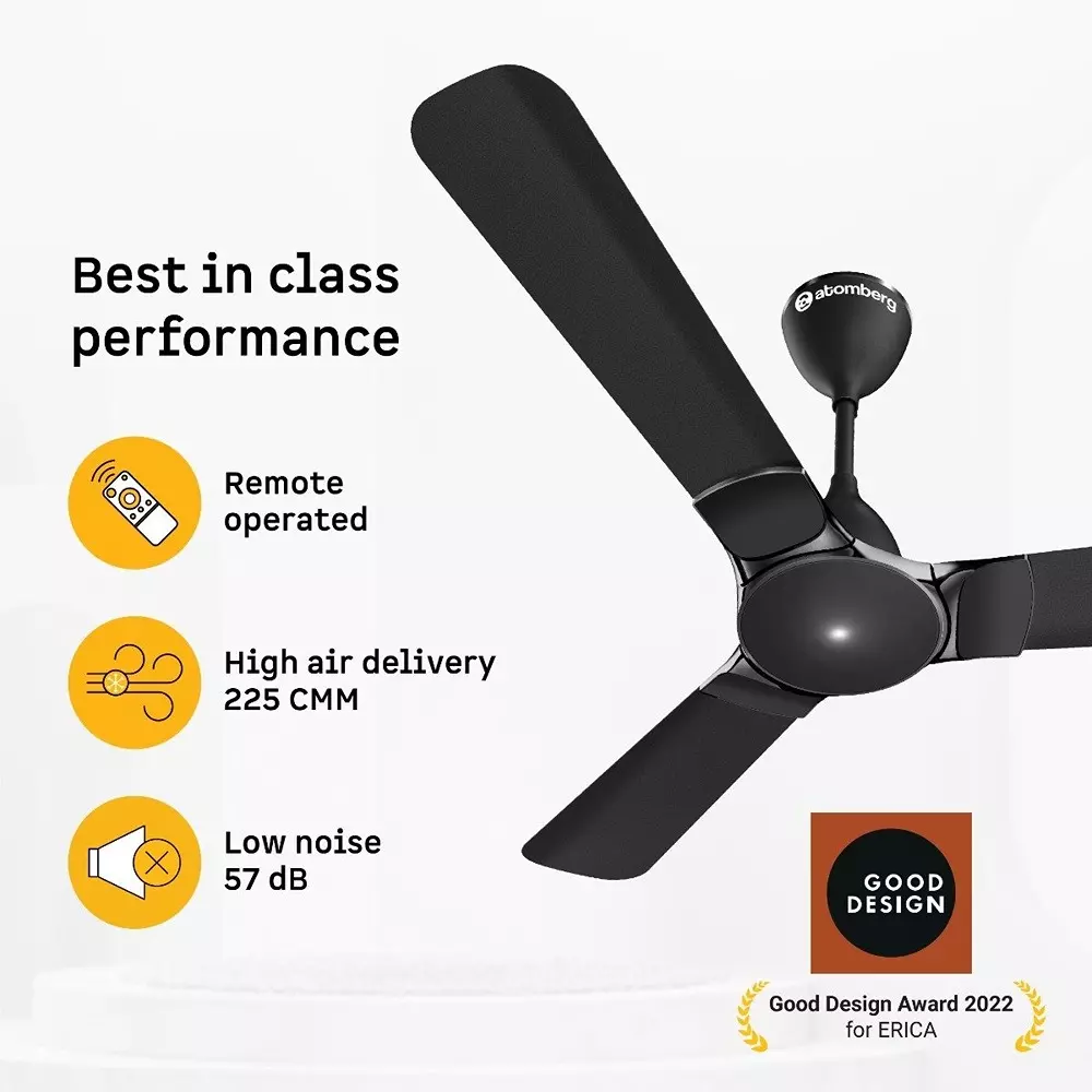Atomberg Erica Nuvo Midnight Black 1200 mm Ceiling Fan With Remote
