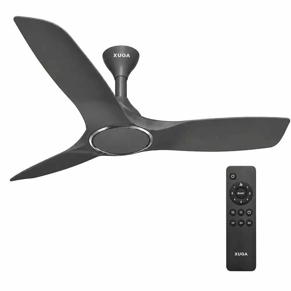 XUGA Ceiling Fan 340 CMM Air Flow BLDC Motor 3 Blades 315 RPM 1200 mm Sweep Size 5 Star Rating Grey Color, Aurora F3G