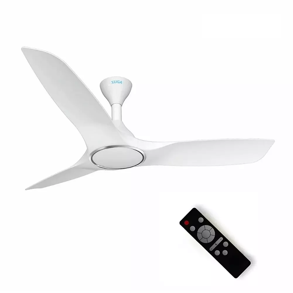 XUGA Ceiling Fan 340 CMM Air Flow BLDC Motor 3 Blades 315 RPM 1200 mm Sweep Size 5 Star Rating White Color, Aurora F3P