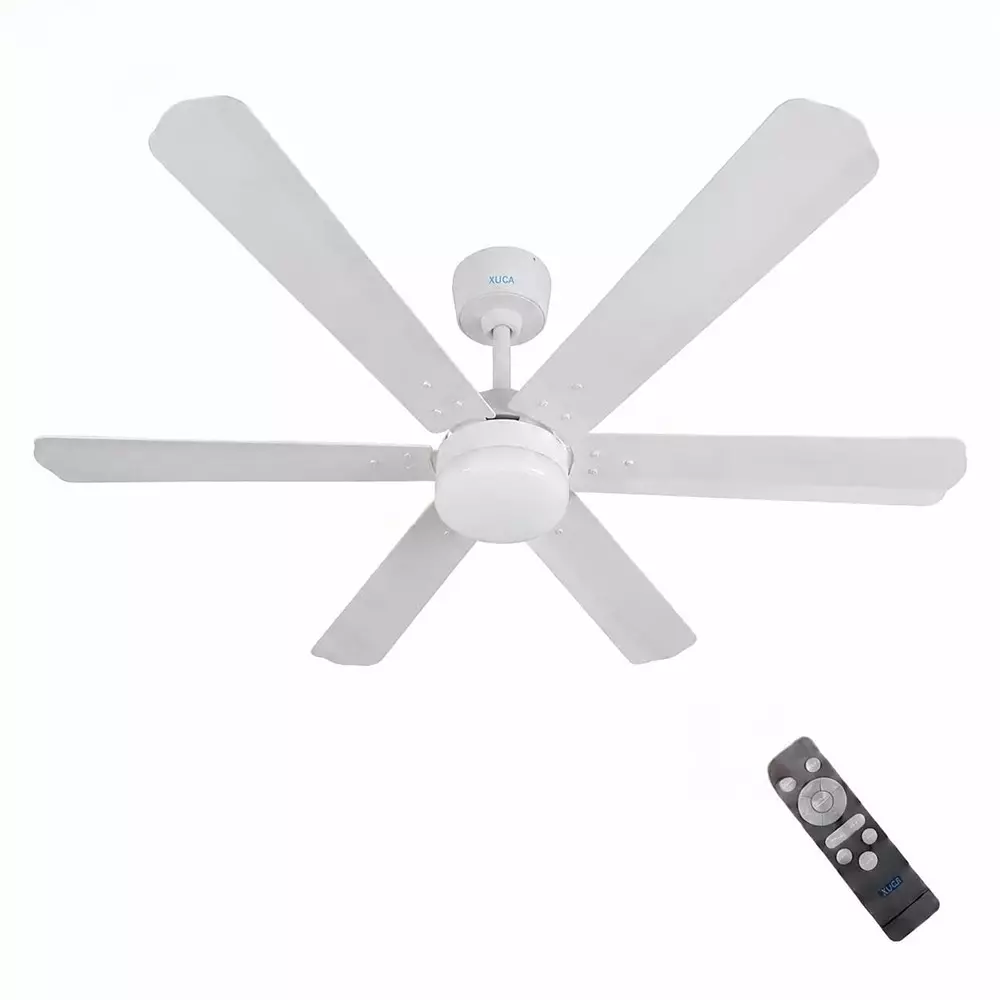 XUGA Ceiling Fan 210 CMM Air Flow BLDC Motor 6 Blades 320 RPM 1200 mm Sweep Size 5 Star Rating White Color, Zephyr F1F