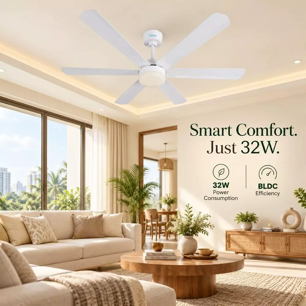 xuga-ceiling-fan-210-cmm-air-flow-bldc-motor-6-blades-320-rpm-1200-mm-sweep-size-5-star-rating-white-color-zephyr-f1f