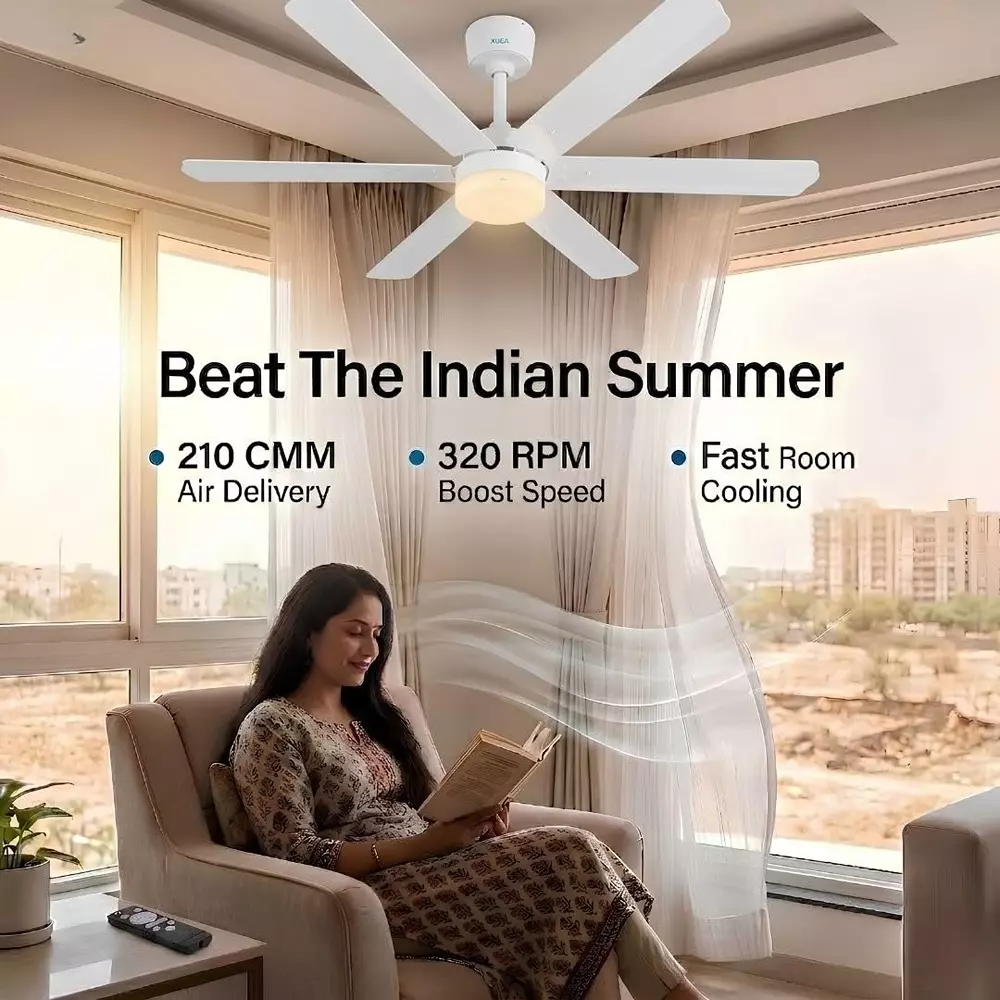 xuga-ceiling-fan-210-cmm-air-flow-bldc-motor-6-blades-320-rpm-1200-mm-sweep-size-5-star-rating-white-color-zephyr-f1f