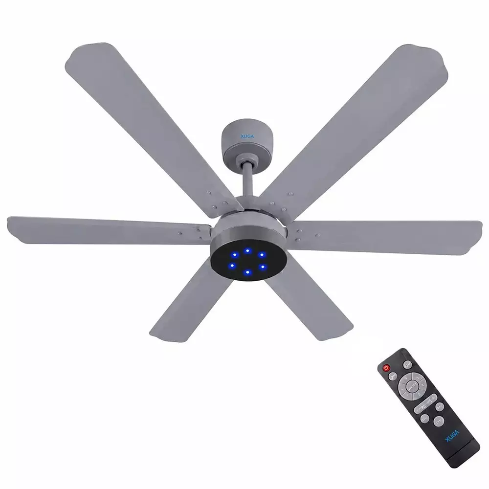 XUGA Ceiling Fan 210 CMM Air Flow 6 Blades 320 RPM 1200 mm Sweep Size Grey Color, Jovian F6G