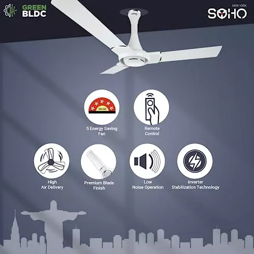 RR Signature NEW YORK SOHO Ceiling Fan Alice White 1200 mm Sweep 350 RPM