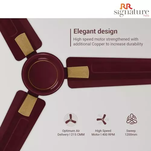 RR Signature RAPID DECO Ceiling Fan Cherry Red 1200 mm Sweep 400 RPM