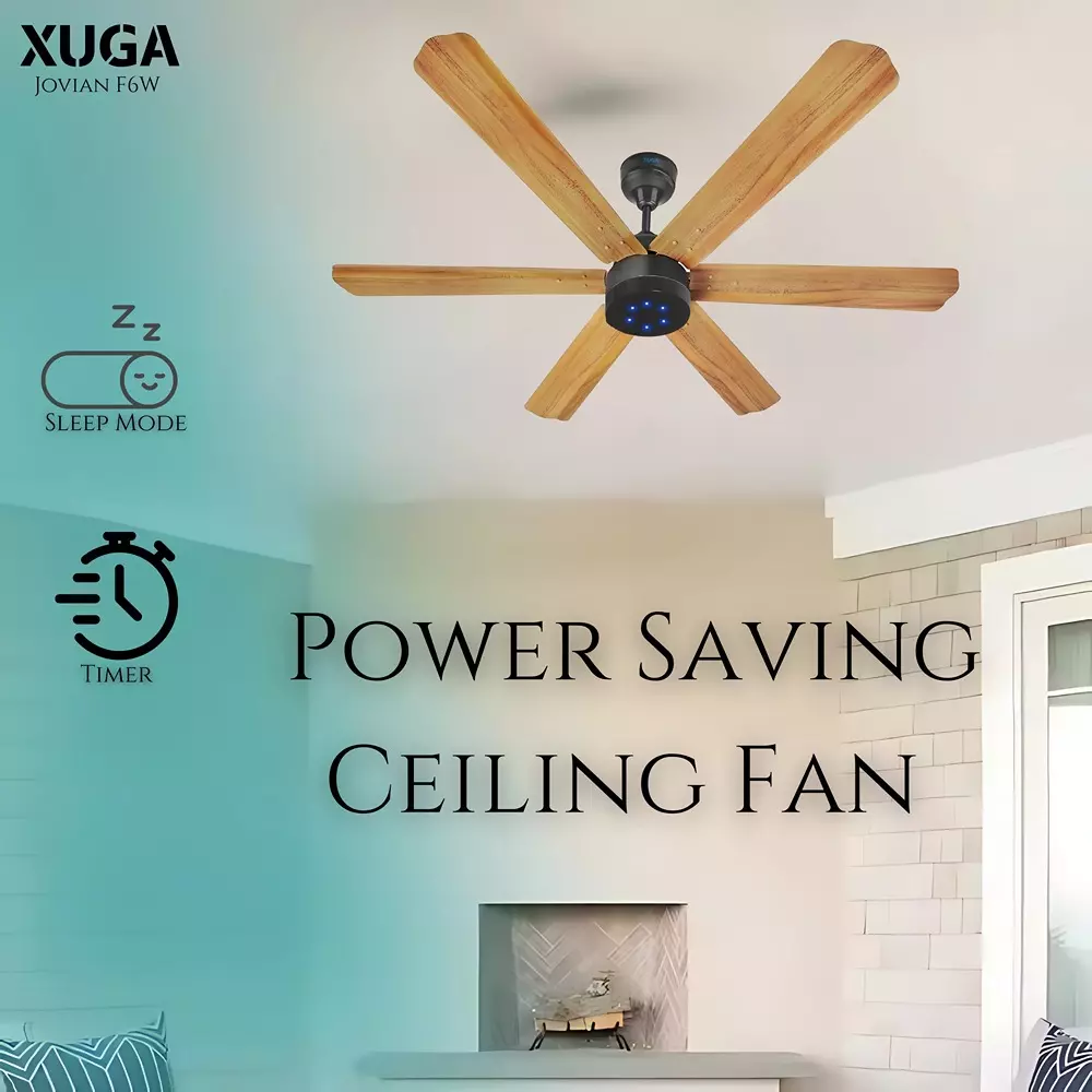 XUGA Jovian F6W Premium Smart Ceiling Fan With Remote 320 RPM Speed 100% Copper Motor 32 W Wooden