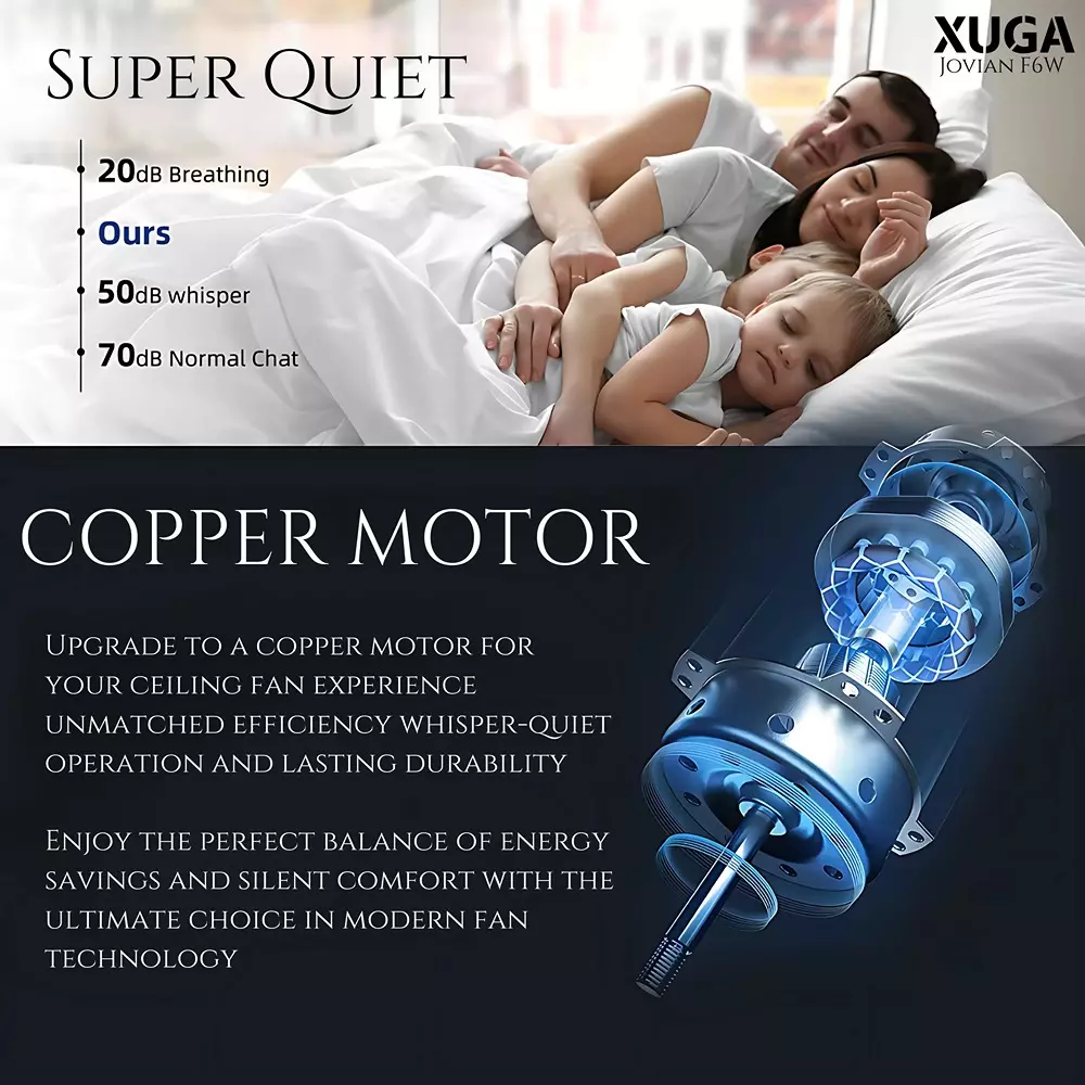 XUGA Jovian F6W Premium Smart Ceiling Fan With Remote 320 RPM Speed 100% Copper Motor 32 W Wooden