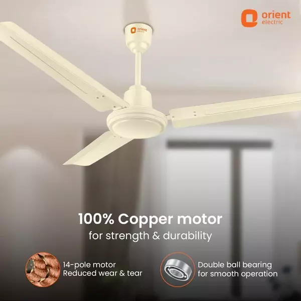 Orient Basic Falcon 400 Ceiling Fan Ivory 1200 mm 53 W 3 Blades 370 RPM