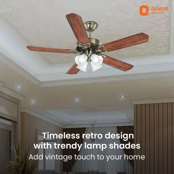 Orient Premium Subaris Underlight Ceiling Fan with Remote Antique Brass 1300 mm ‎80 W 5 Blades ‎250 RPM