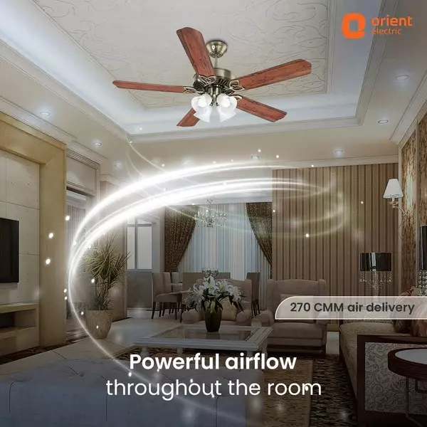 Orient Premium Subaris Underlight Ceiling Fan with Remote Antique Brass 1300 mm ‎80 W 5 Blades ‎250 RPM