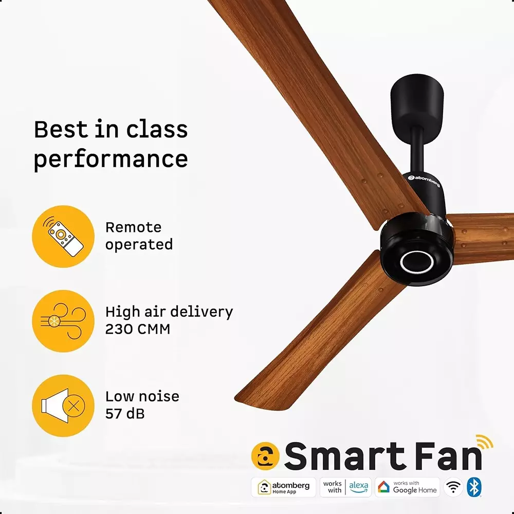 Atomberg Renesa Elite Smart Golden Oakwood 900 mm Ceiling Fan with Remote