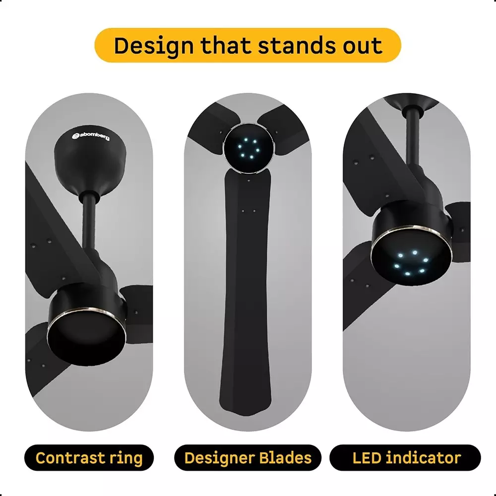 Atomberg Renesa Halo (All Smart) Midnight Black 900 mm Ceiling Fan With Remote Control